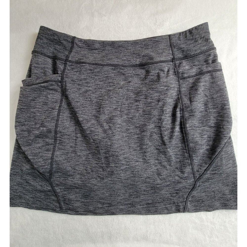 Athleta Womens Gray Heathered Athletic Skort Skirt Large Stretch Lined Active